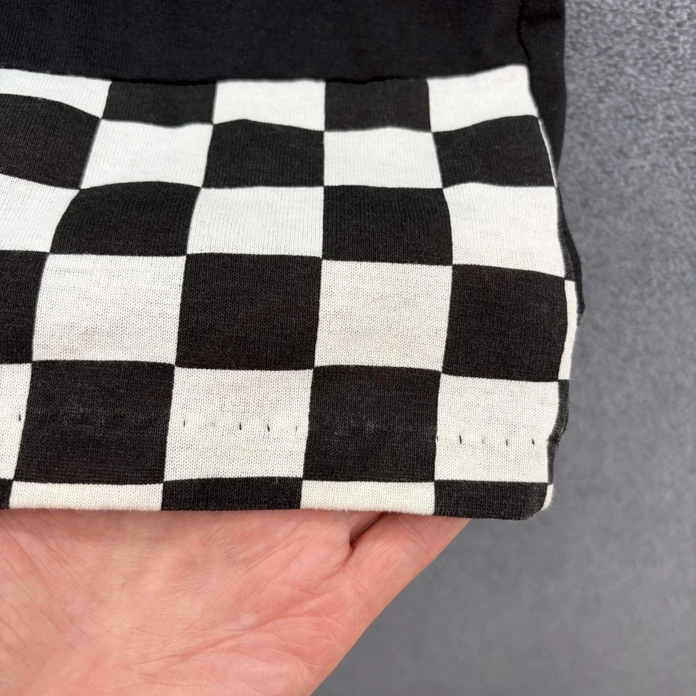 VTG 80s Forelli Shirt Womens XL Black White Check Colorblock Tunic Top Tee